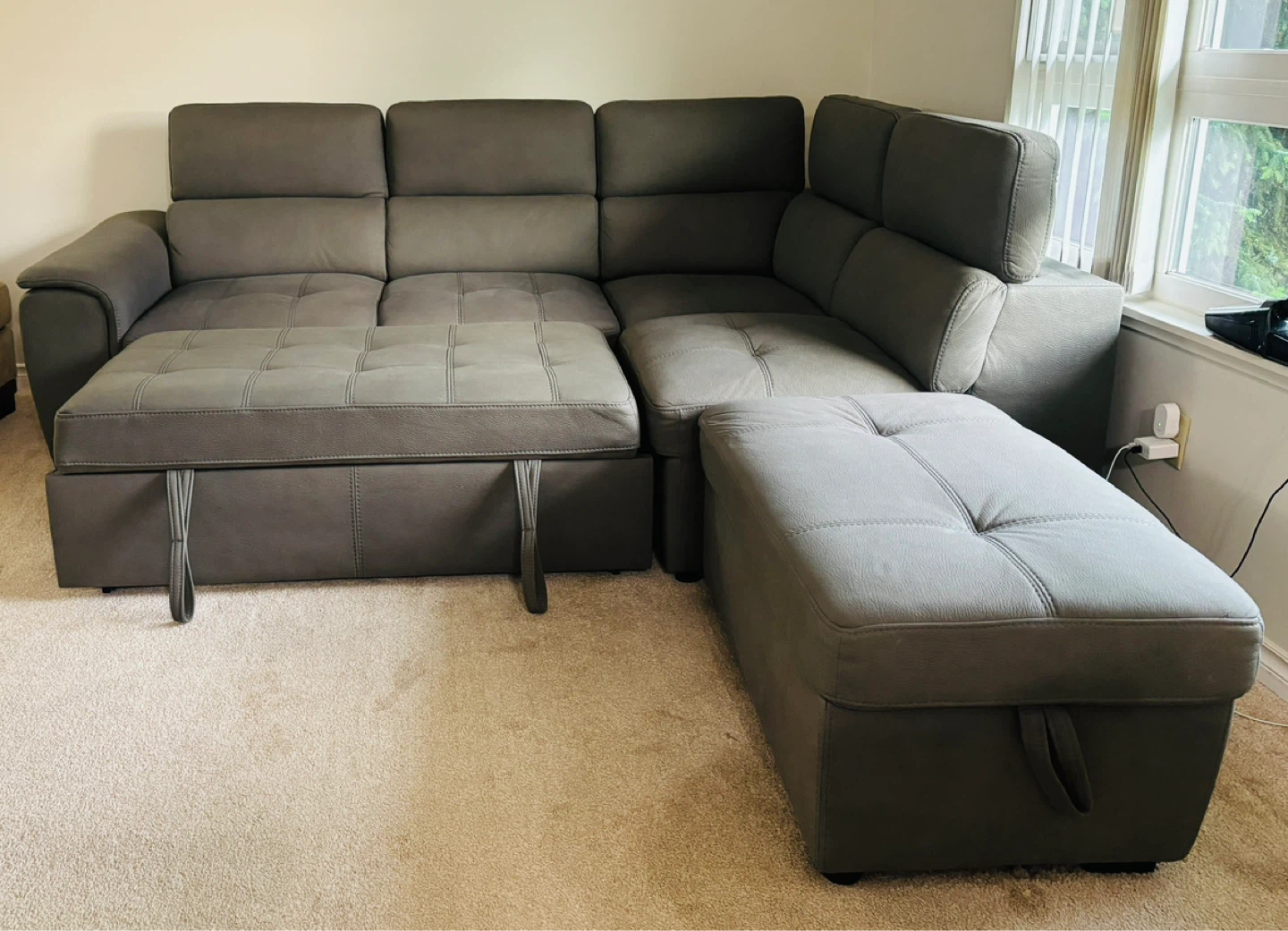 Grey Sectional Sofa with Storage Ottoman - photo 3