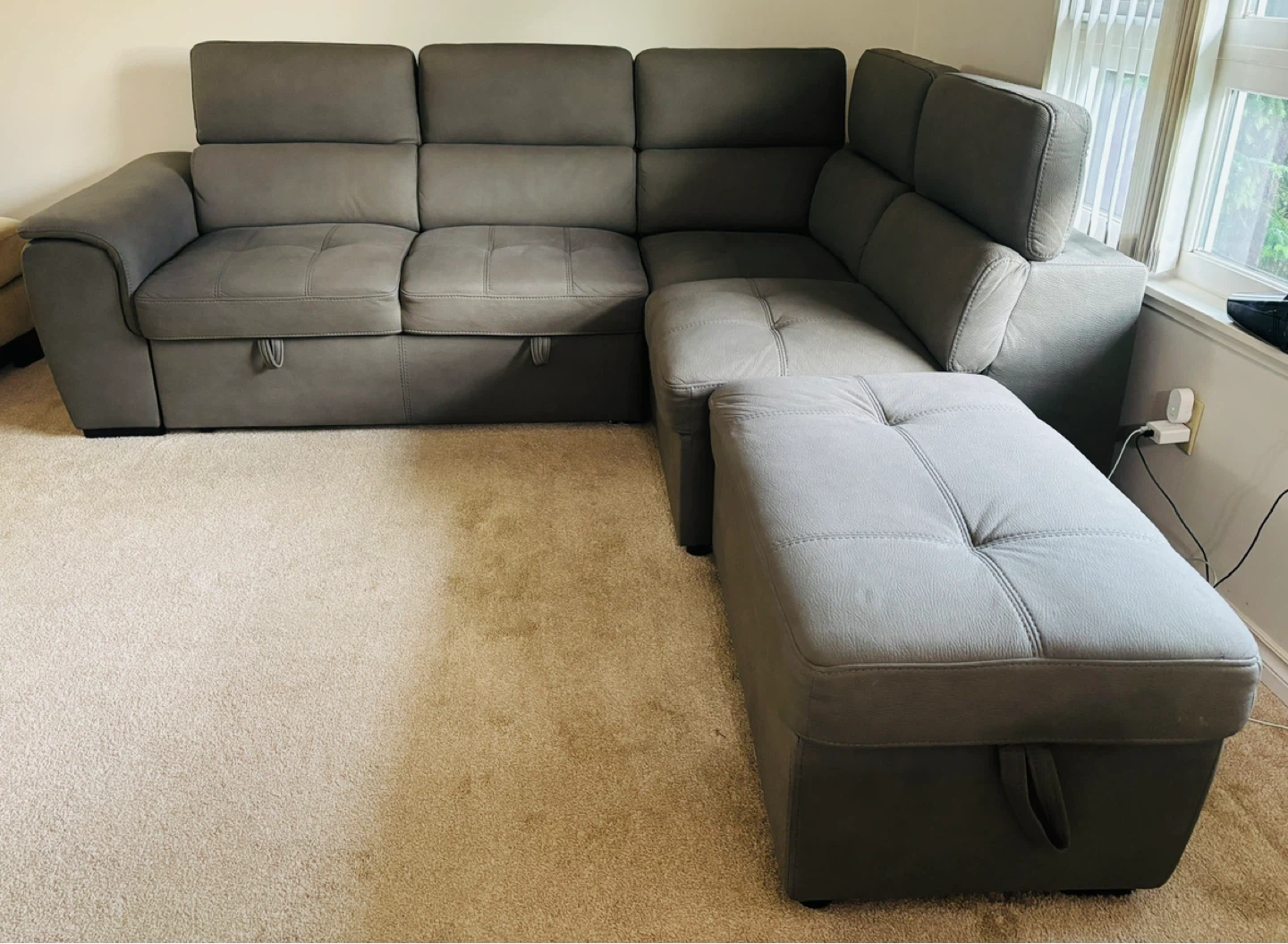 Grey Sectional Sofa with Storage Ottoman - photo 2
