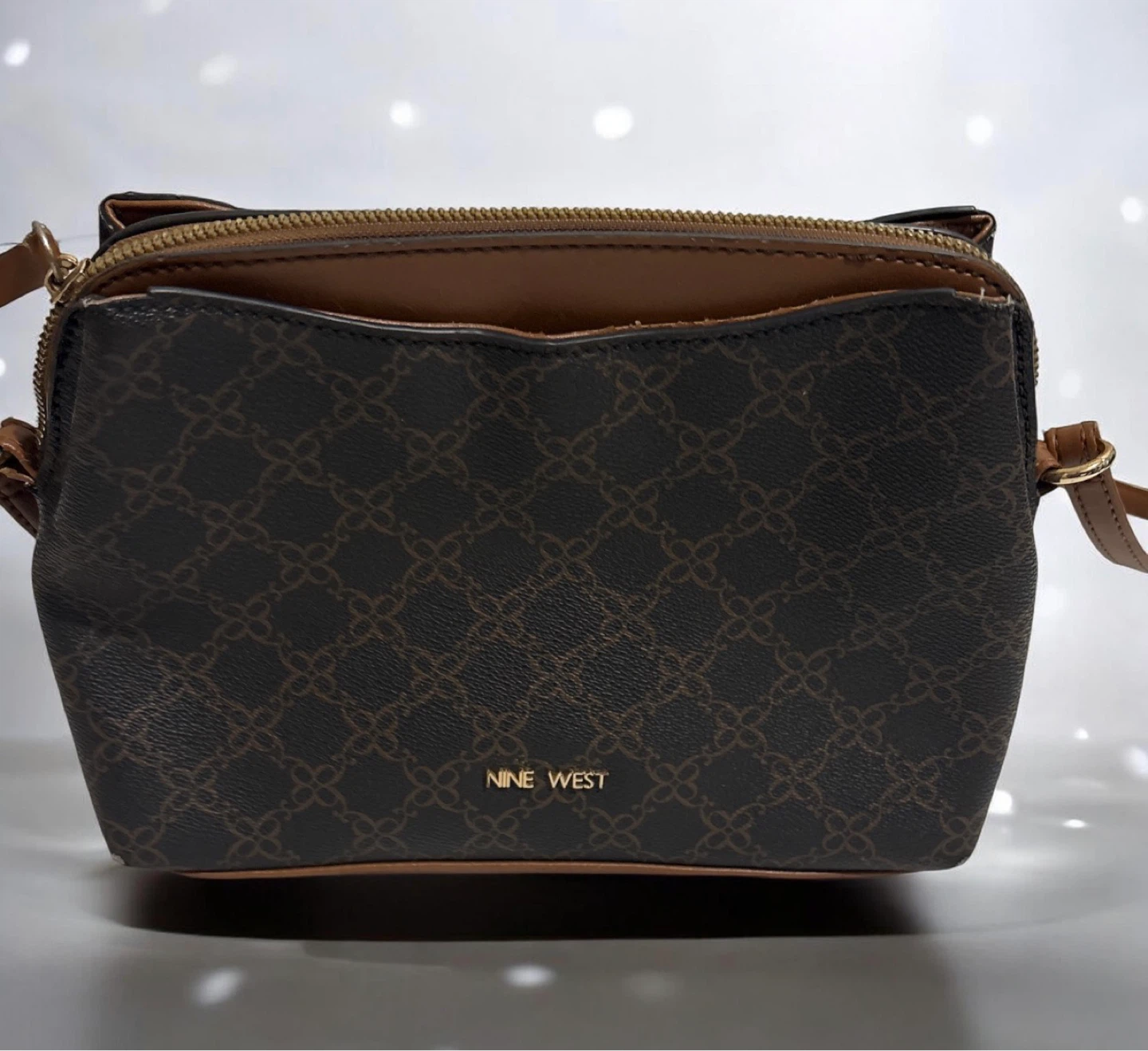Nine West Brown Signature Print Shoulder Bag - photo 2