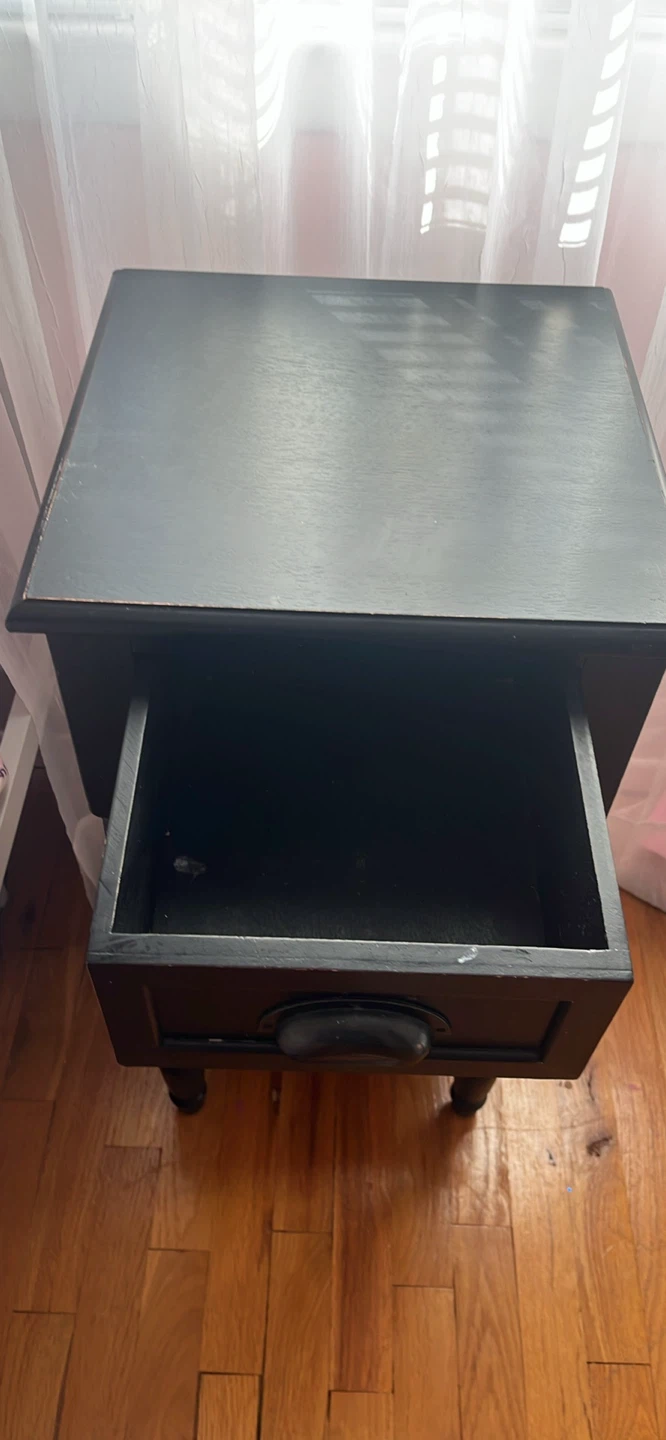 Black End Table with Drawer and Shelf - photo 2