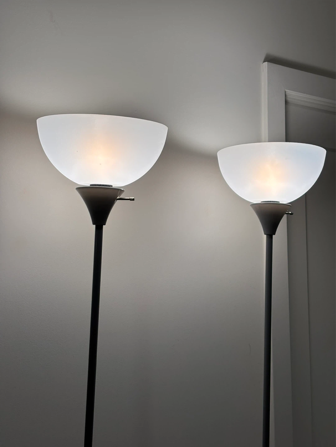 Pair of Floor Lamps with Frosted Shades