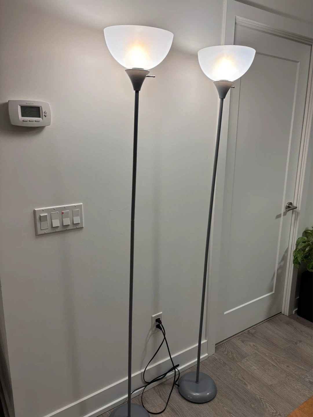Pair of Floor Lamps with Frosted Shades - photo 2