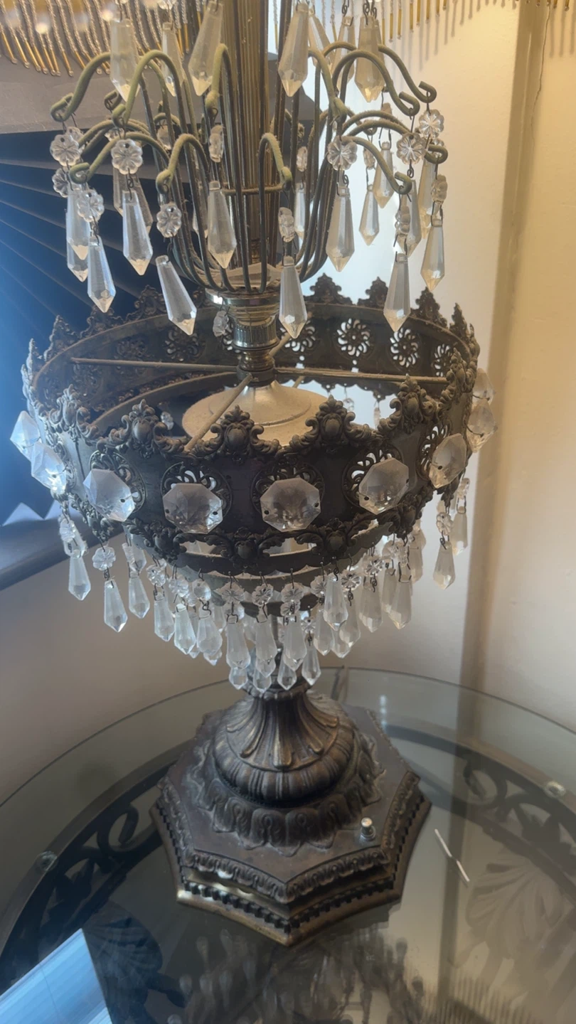 Vintage Crystal Chandelier Table Lamp - photo 4