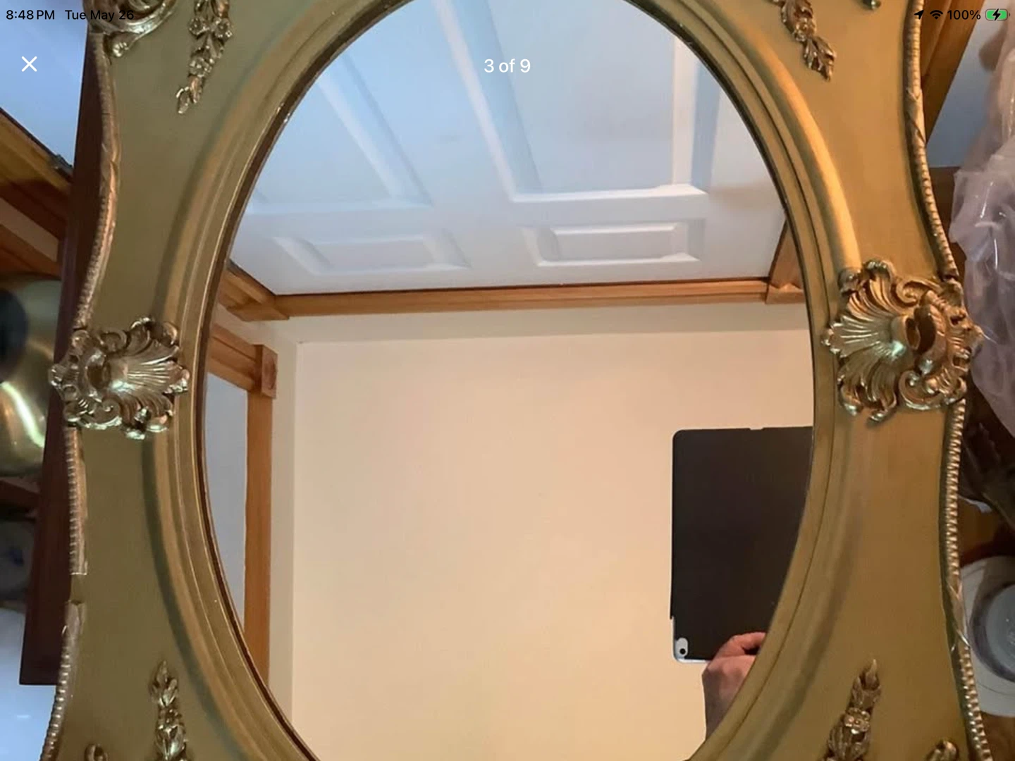 Antique Mirror in a Gold Coloured Gilt Wood Frame 🐞 - photo 3