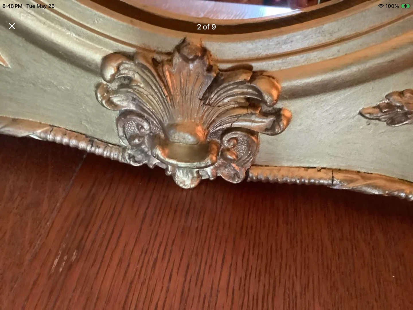 Antique Mirror in a Gold Coloured Gilt Wood Frame 🐞 - photo 2