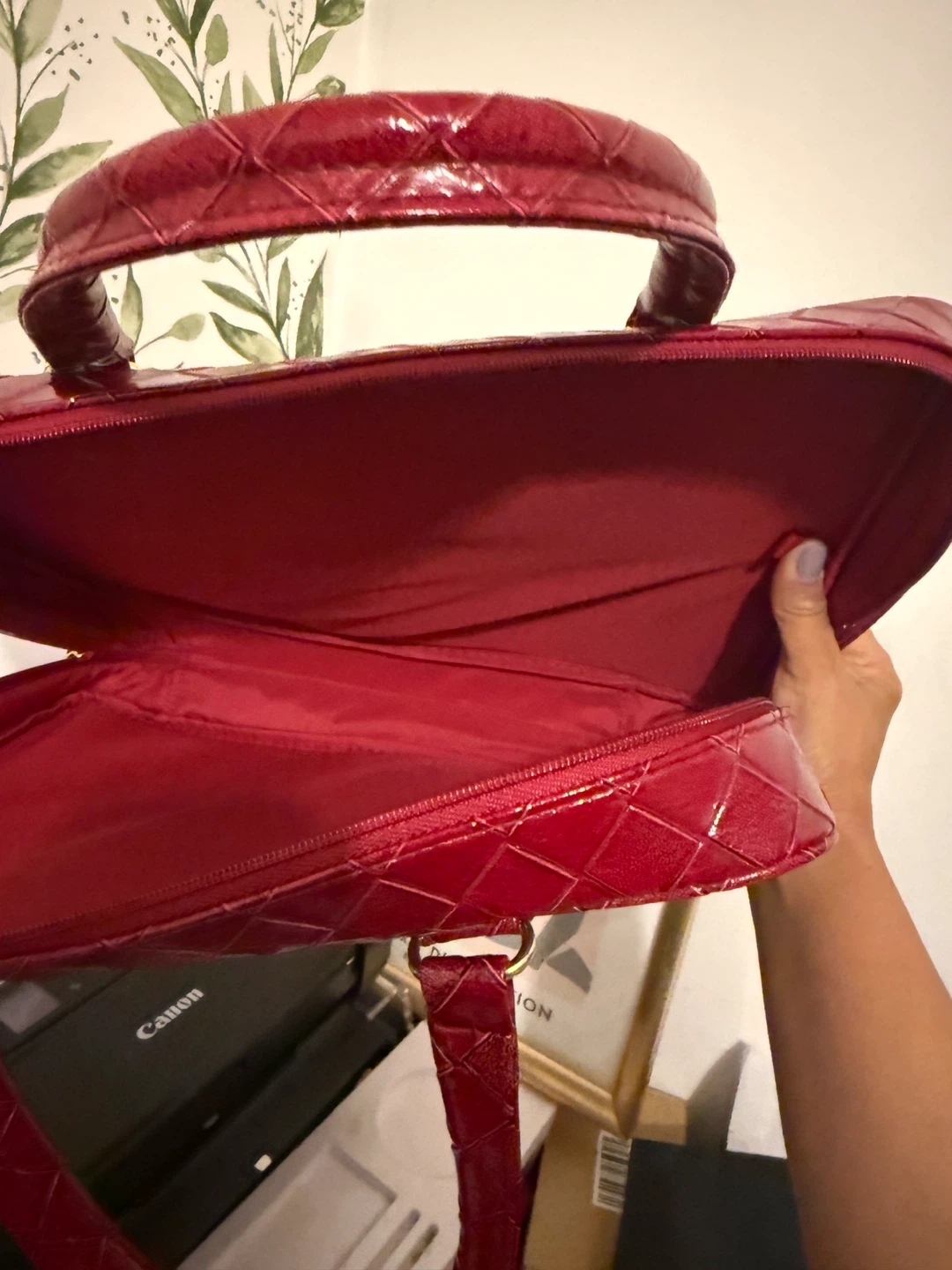 Estee Lauder Red Patent Woven Handbag - photo 3