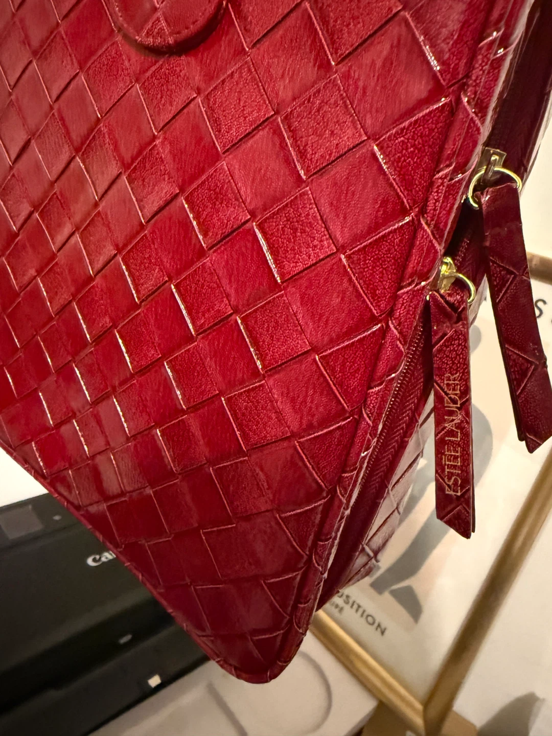Estee Lauder Red Patent Woven Handbag - photo 2