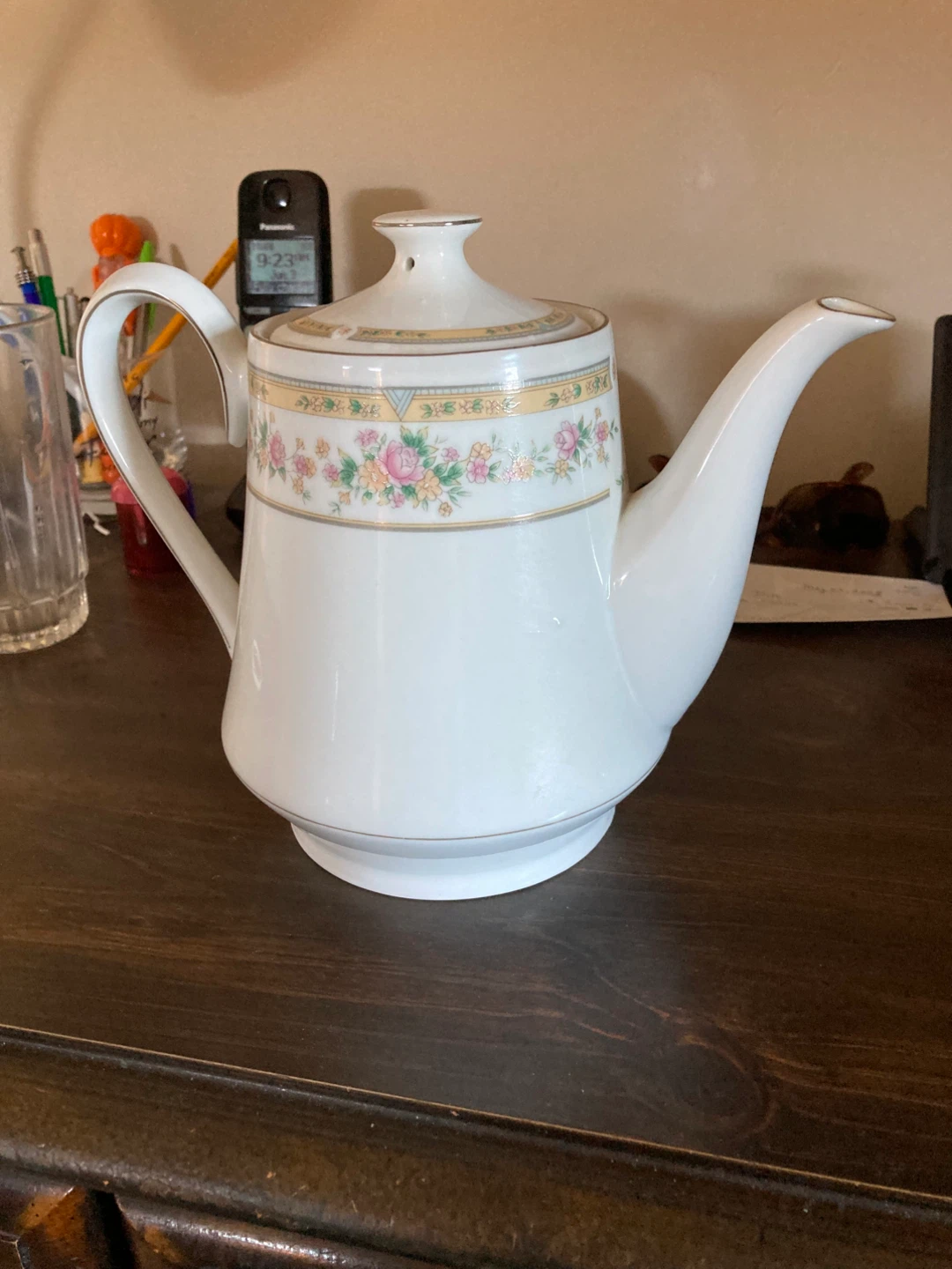 White Teapot with Floral Design
