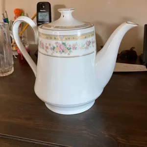 White Teapot with Floral Design