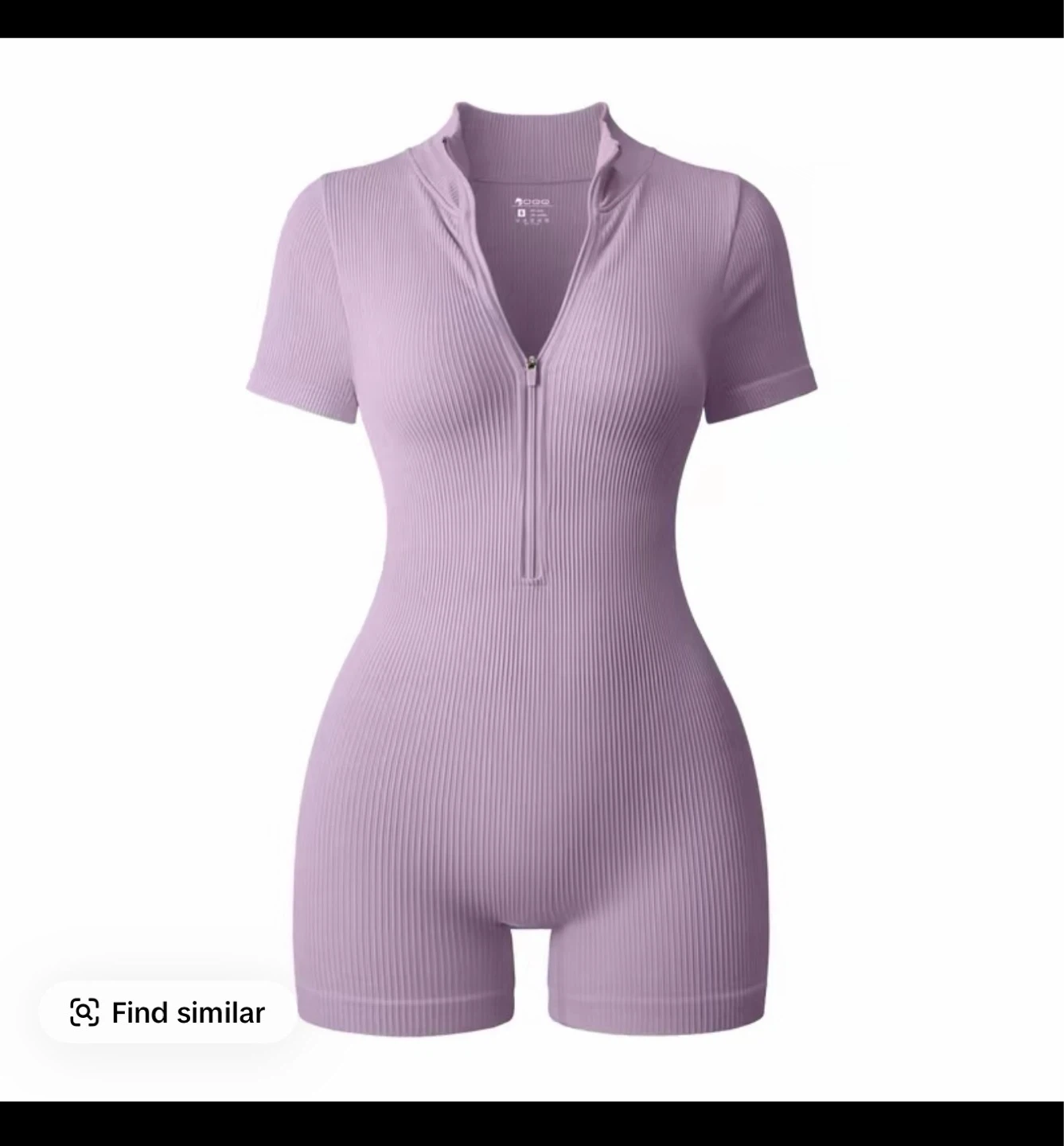 Ribbed Short Sleeve Zipper Bodysuit - photo 3