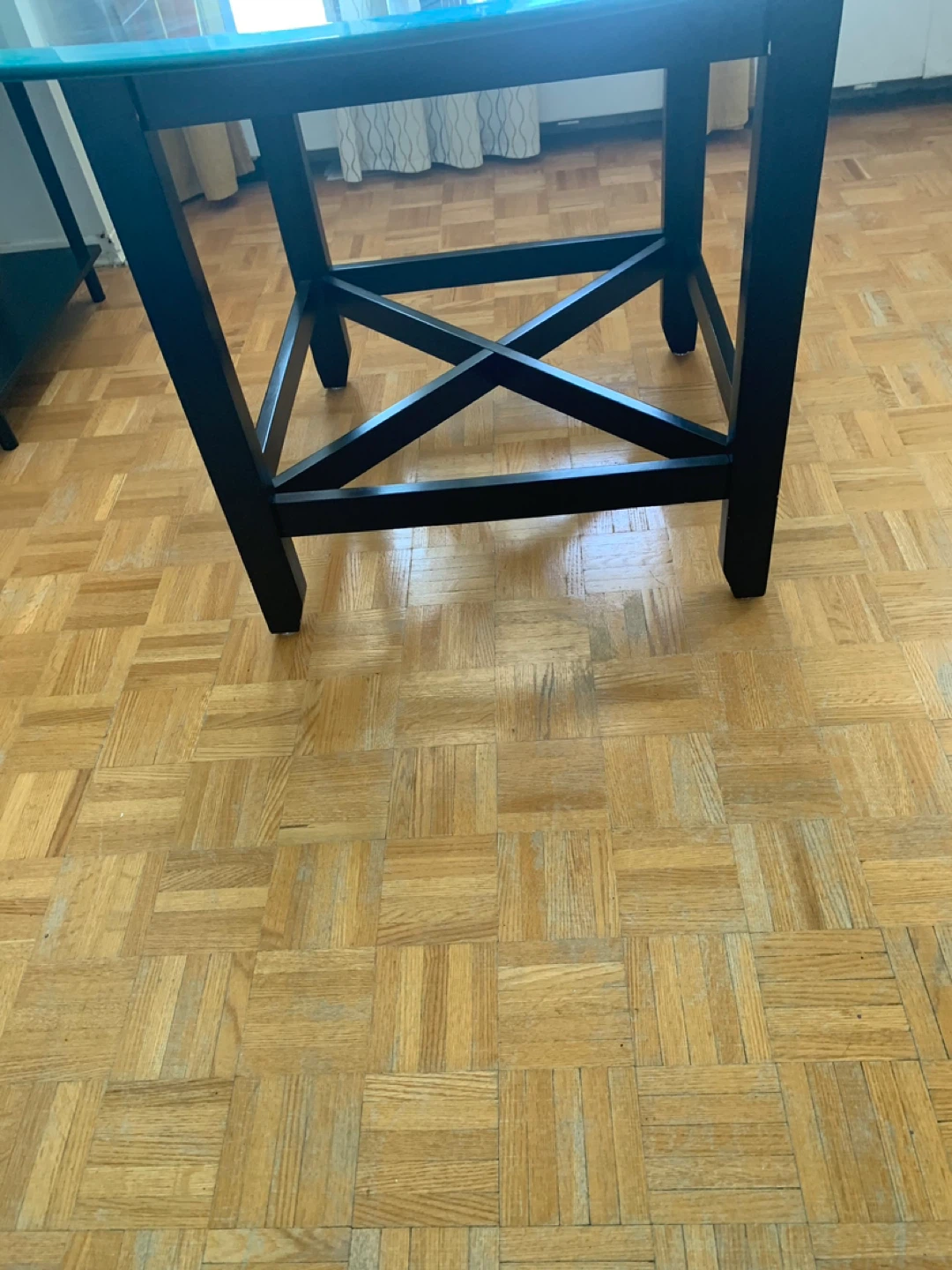 Glass Top Dining Table with Metal Base - photo 3