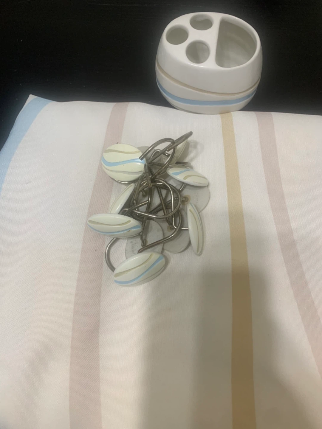 Matching Shower Curtain Hooks & Toothbrush Holder Set