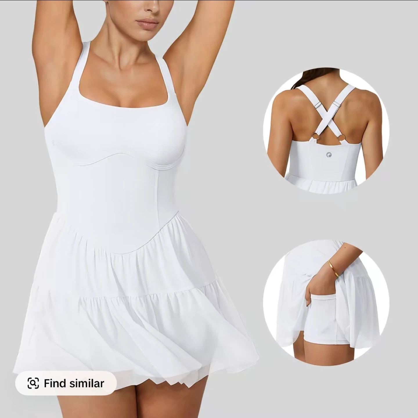 Athletic Tennis Dress with Built-in Shorts - photo 2