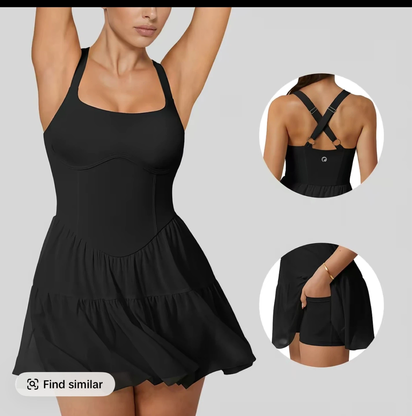 Athletic Tennis Dress with Built-in Shorts - photo 3