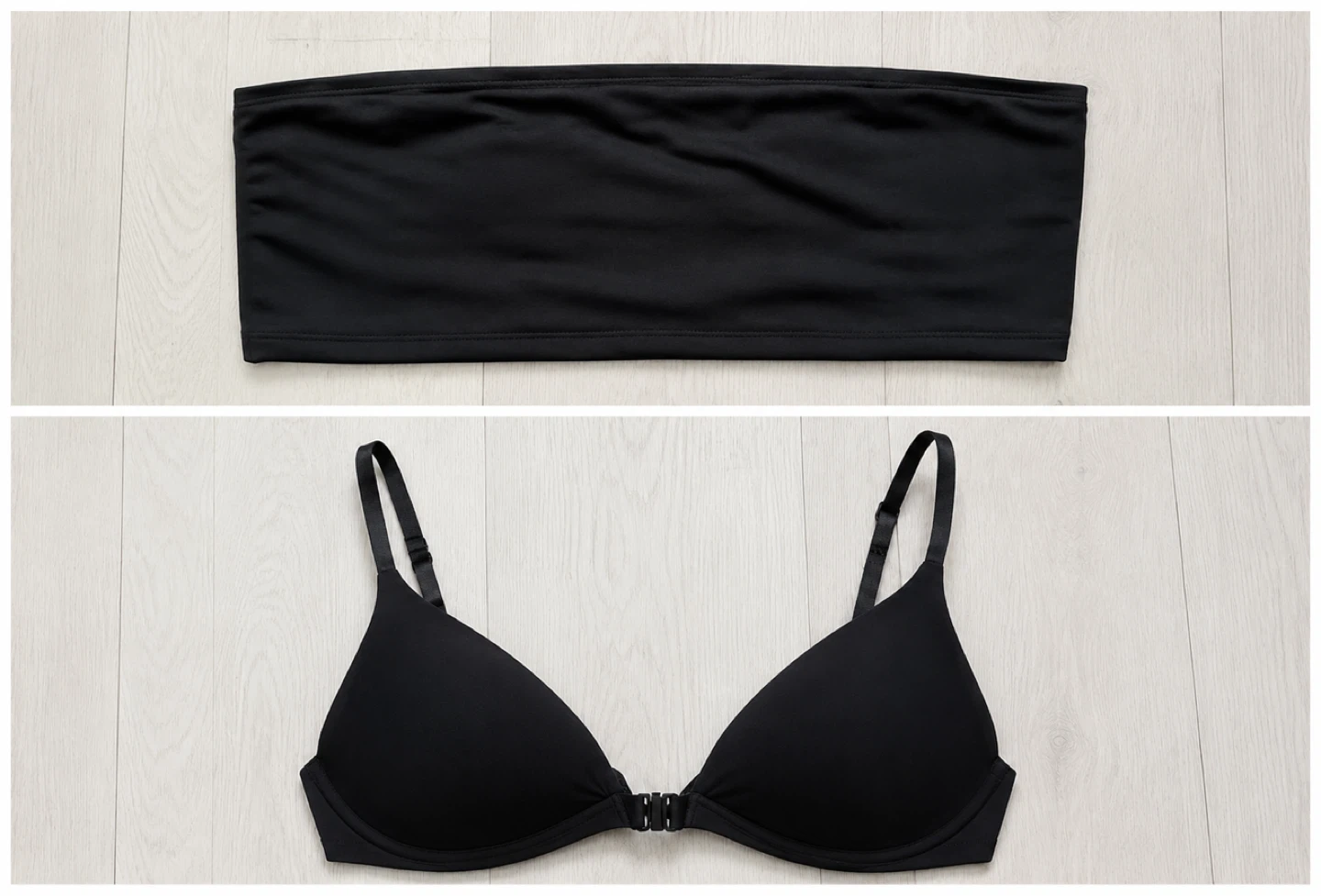 SKIMS Black Wireless Front Close Push Up Bra plus skims top