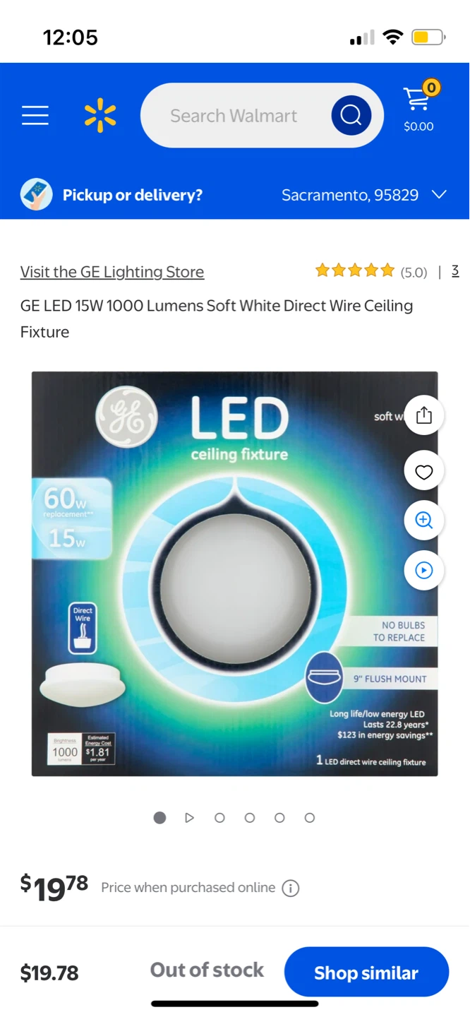 Brand New GE LED 1000 Lumens Soft White 9 Inch Ceiling Fixture
