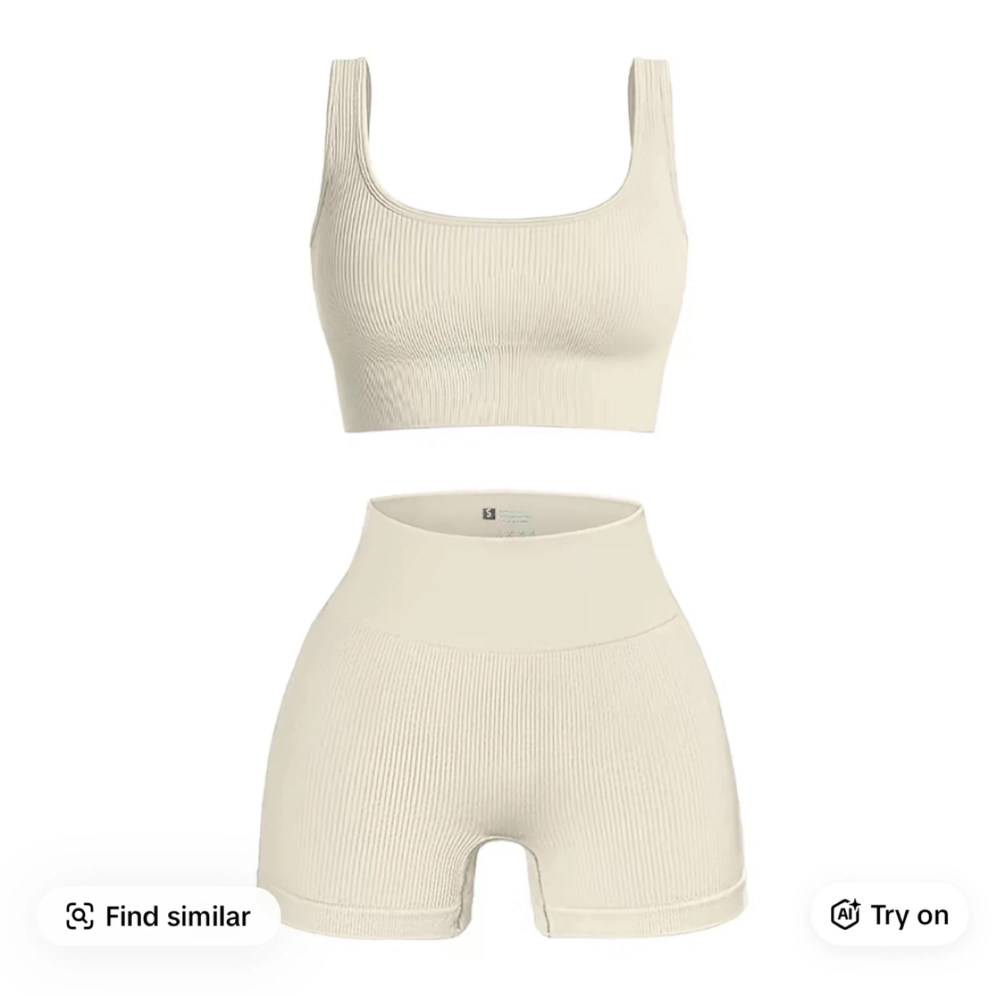 Seamless Ribbed Sports Bra and High Waisted Shorts Set - photo 2