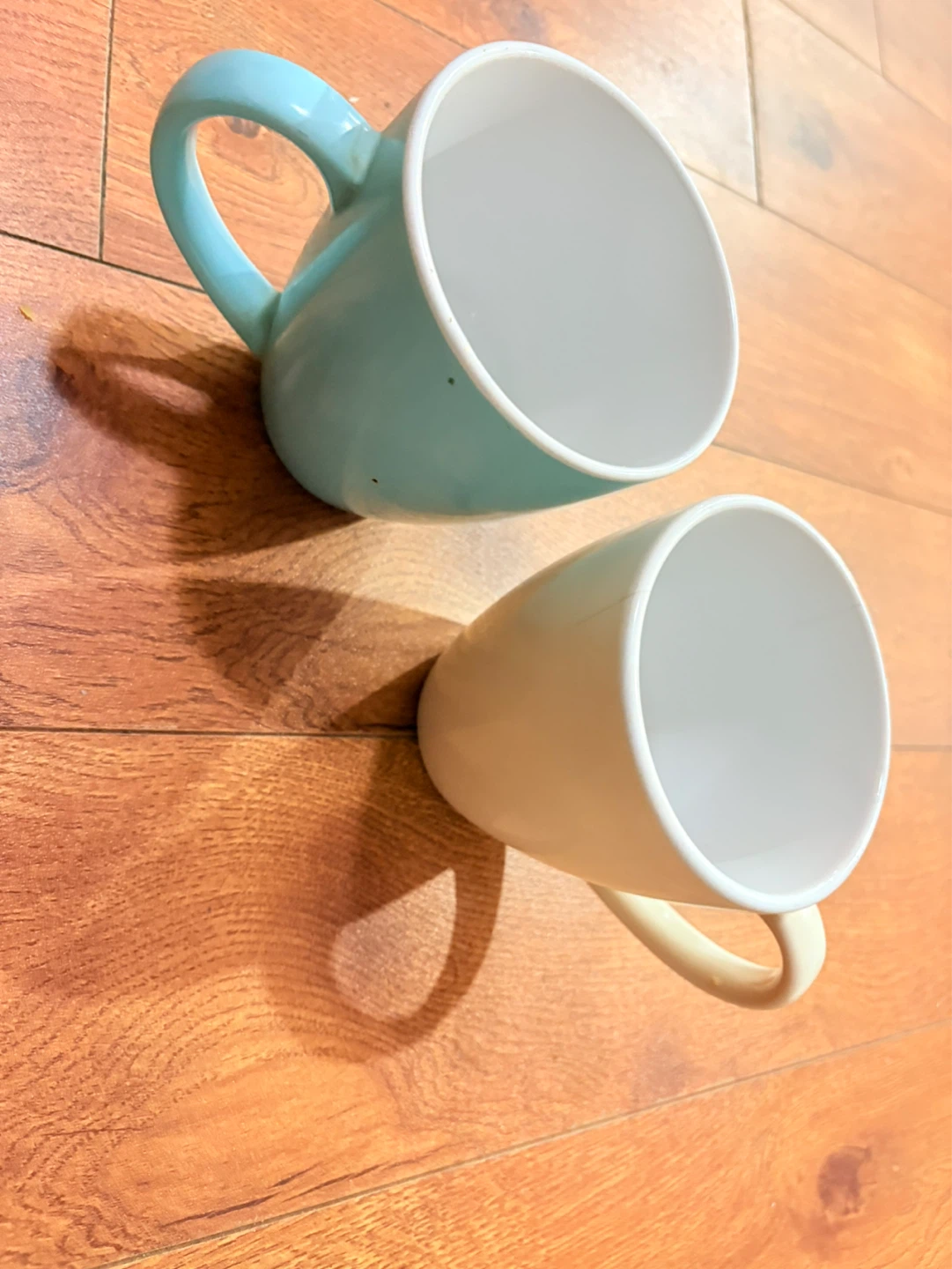 Two Ceramic Mugs - Blue and Cream