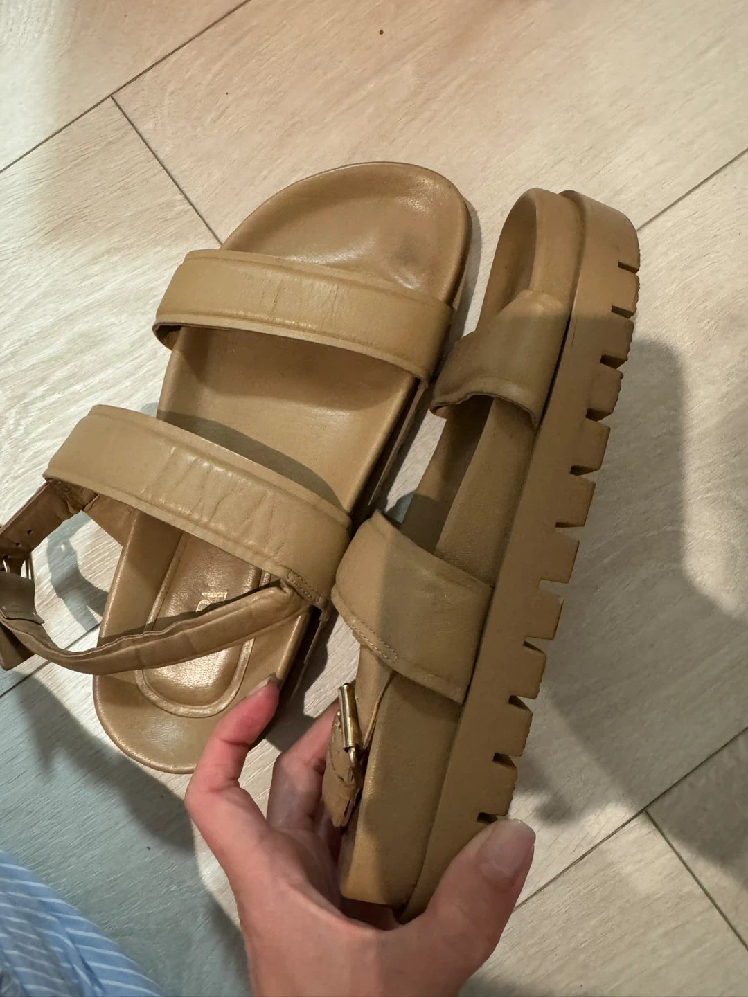 ZARA Tan Leather Platform Sandals - photo 2
