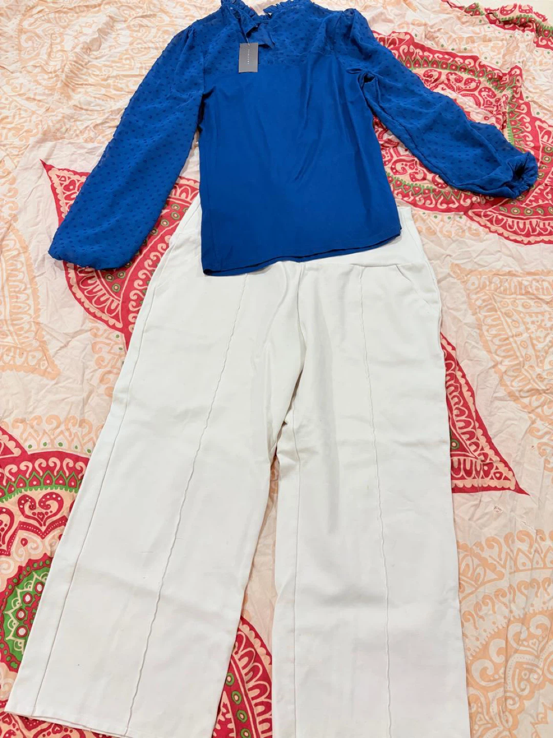 White wide-leg cropped pants (Only Bottom is free) - photo 4
