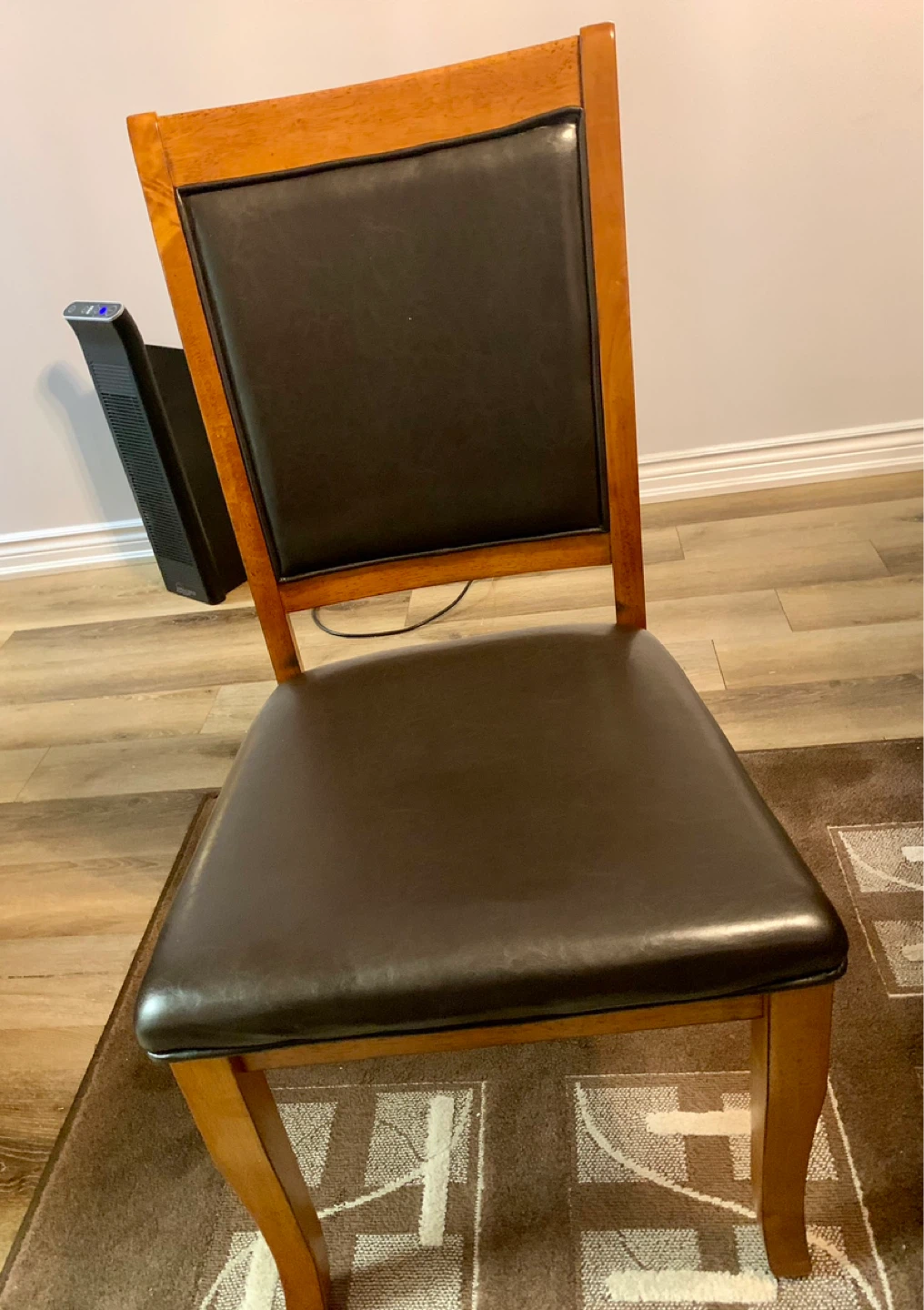 Wooden Dining Chair with Dark Upholstery - photo 3