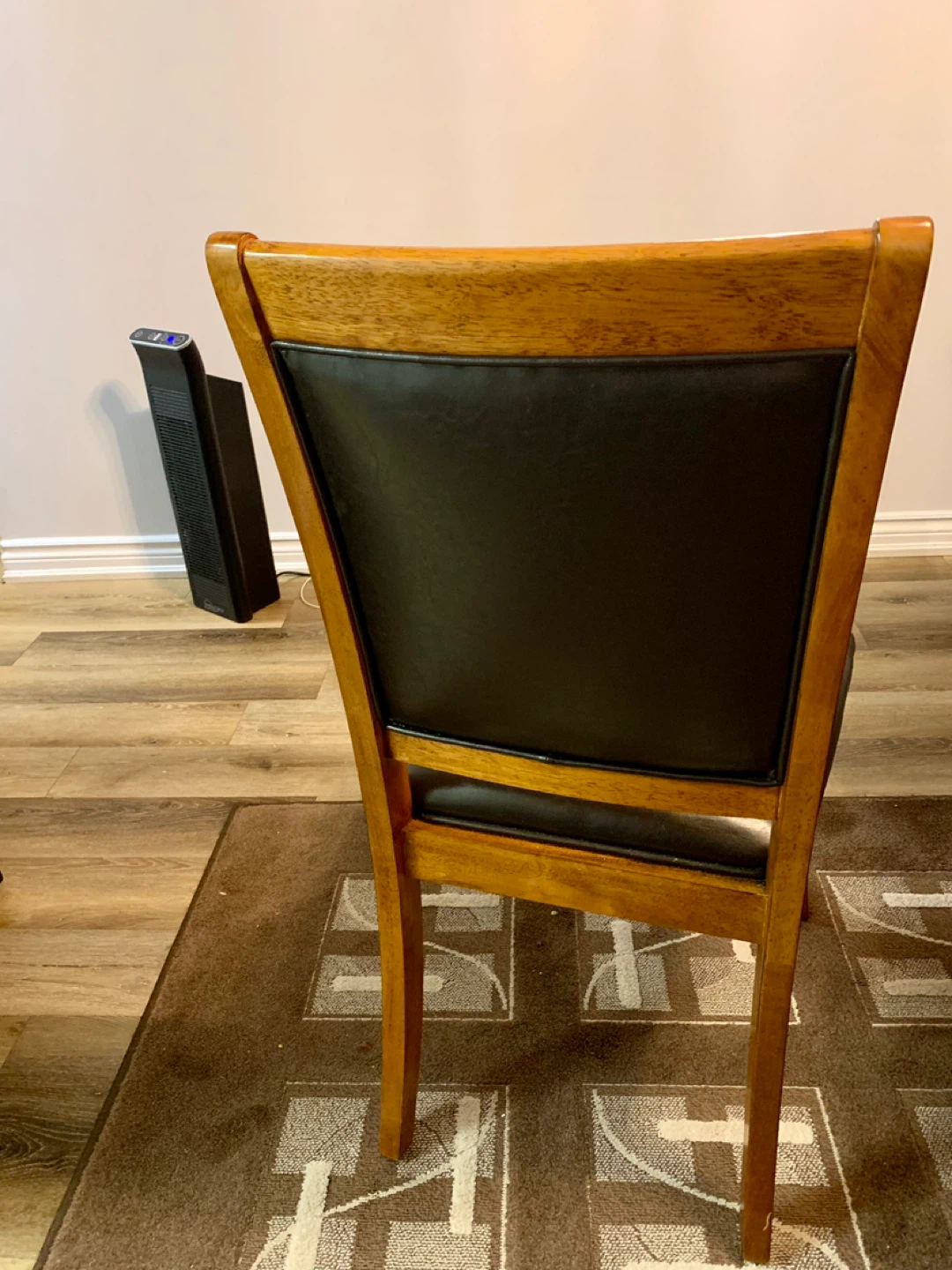Wooden Dining Chair with Dark Upholstery - photo 4
