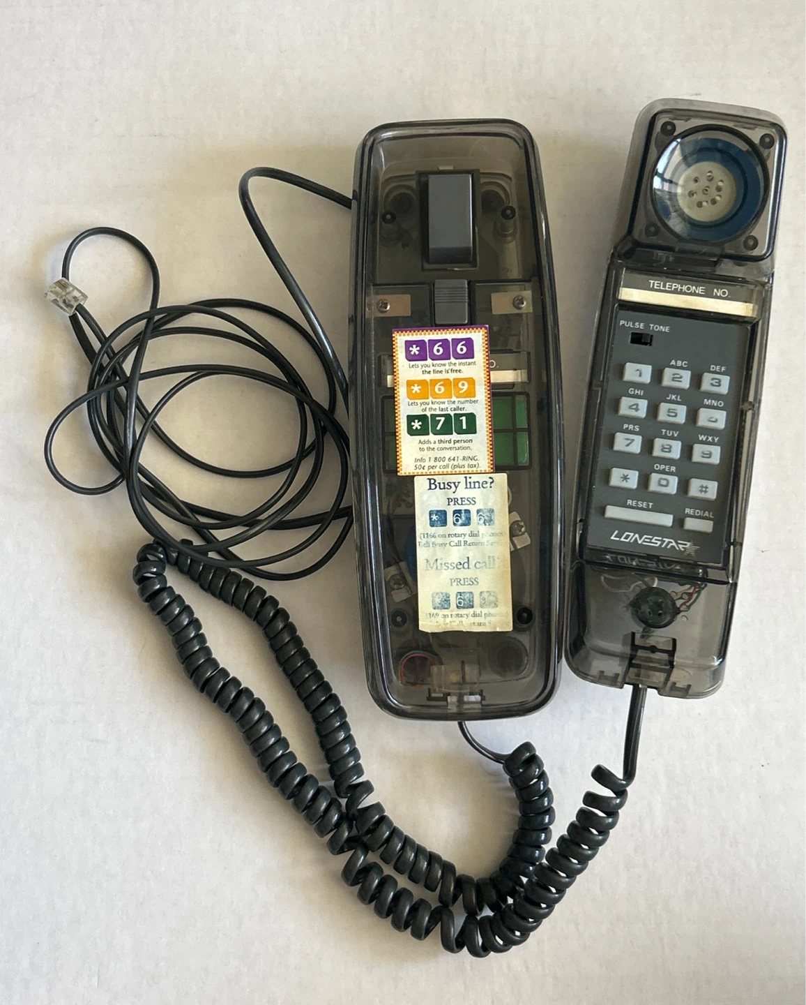 Clear Smoky Grey Retro Lone Star Telephone - photo 4