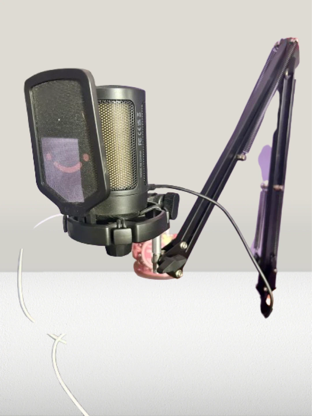 FiFine Microphone with Boom Arm and Pop Filter
