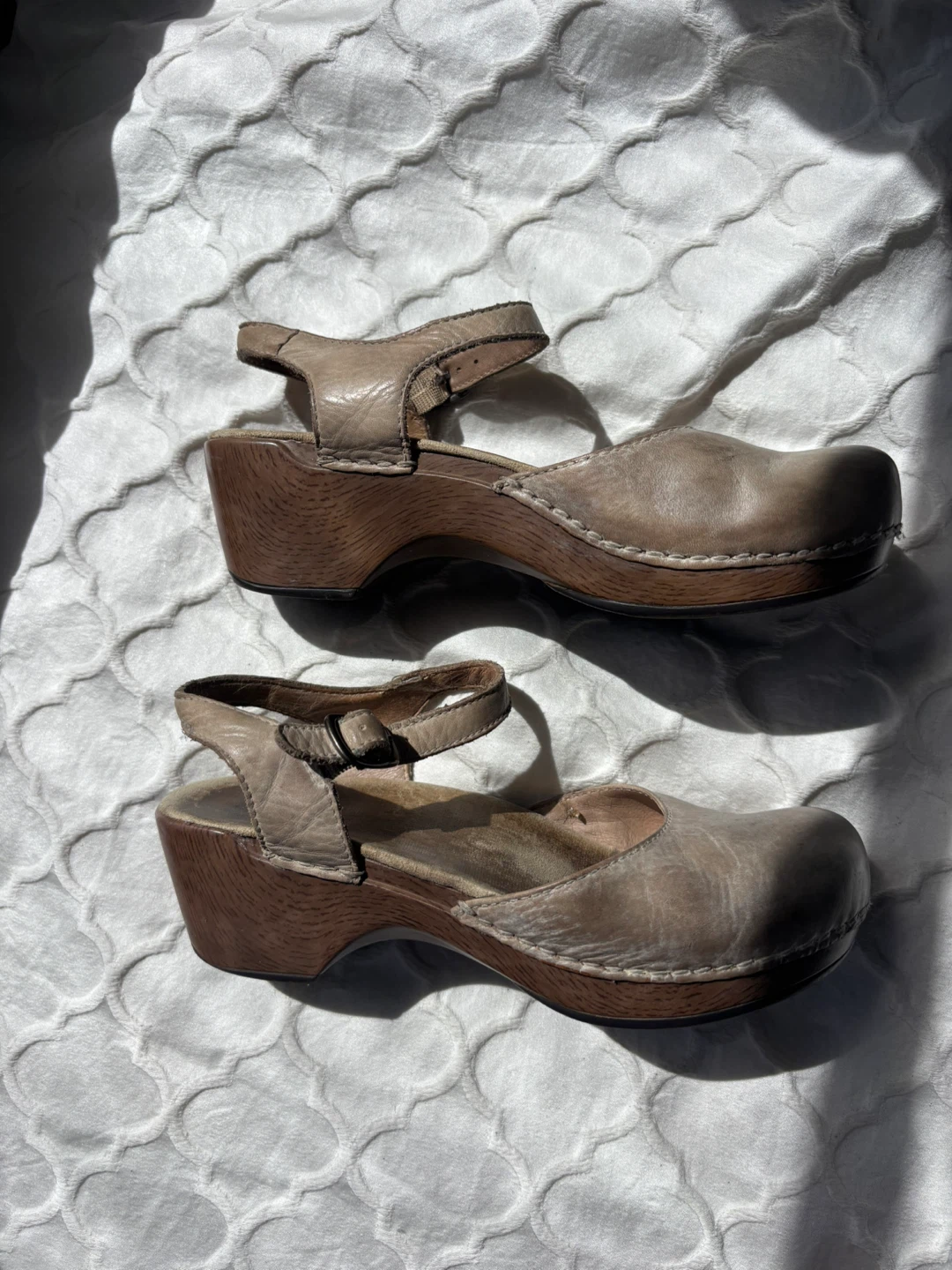 Dansko Women's Leather Clog Wedge Sandals