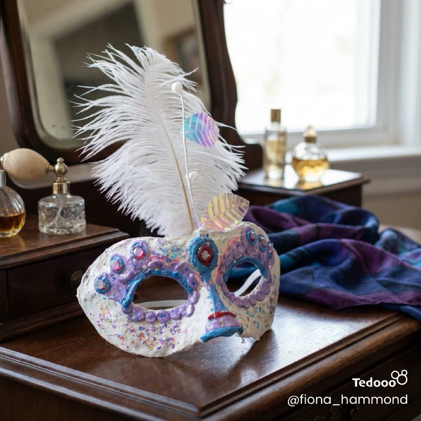 Handmade Feather Masquerade Mask - photo 2