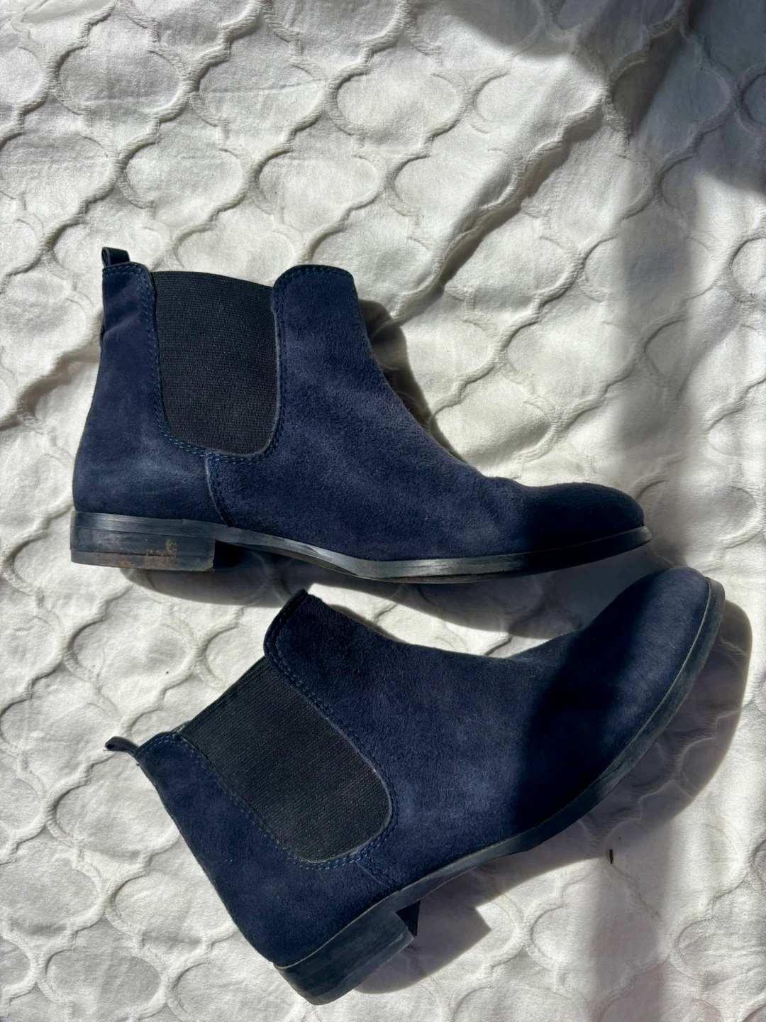 Navy Suede Chelsea Boots