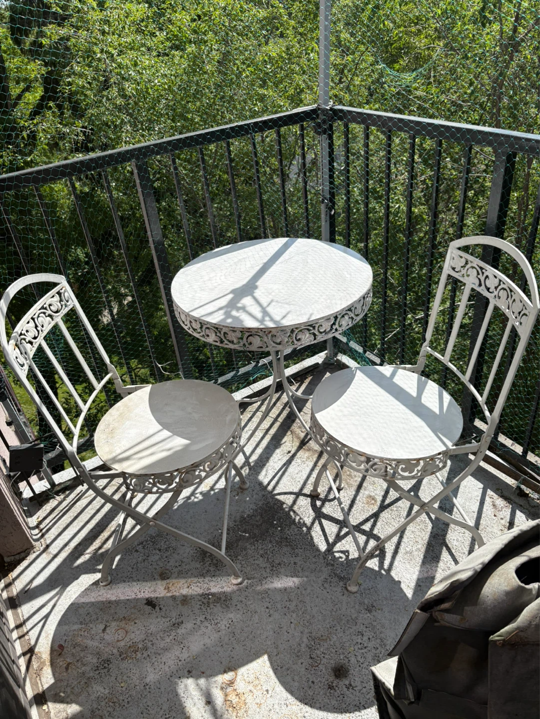 Antique White Metal Bistro Set, wrought iron - photo 3