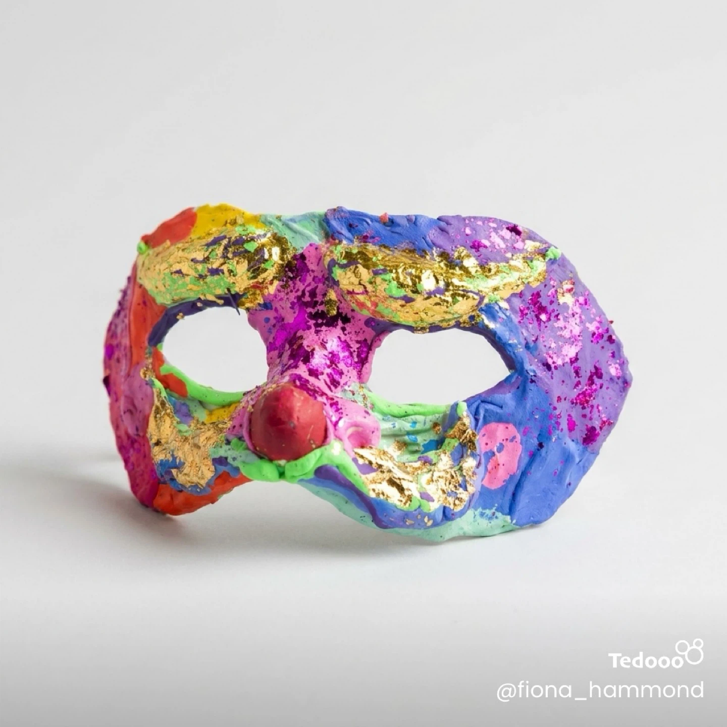 Handmade Rainbow  Mask with Gold foil Accents - photo 2