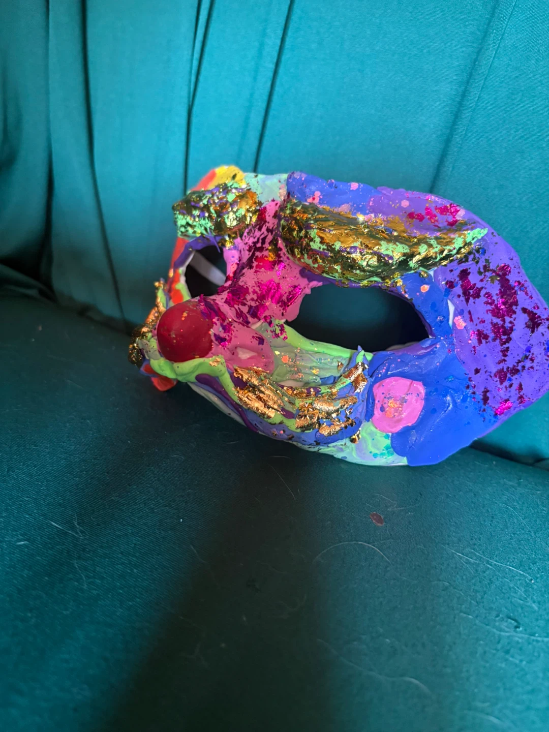 Handmade Rainbow  Mask with Gold foil Accents - photo 3