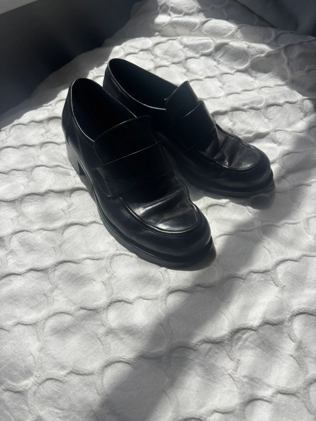 Black Leather Loafer Heels - photo 2