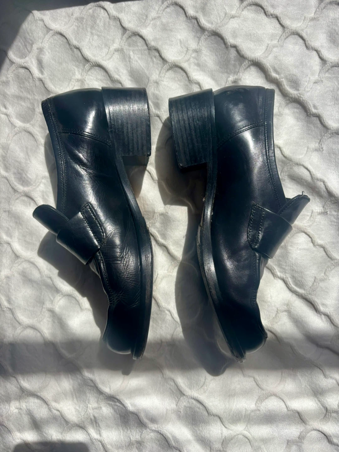 Black Leather Loafer Heels - photo 5