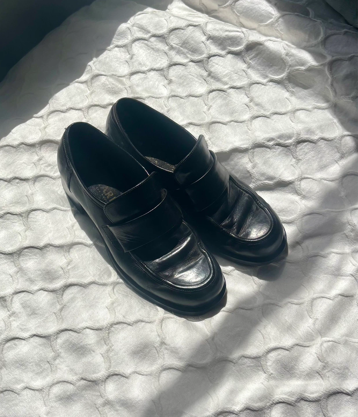 Black Leather Loafer Heels