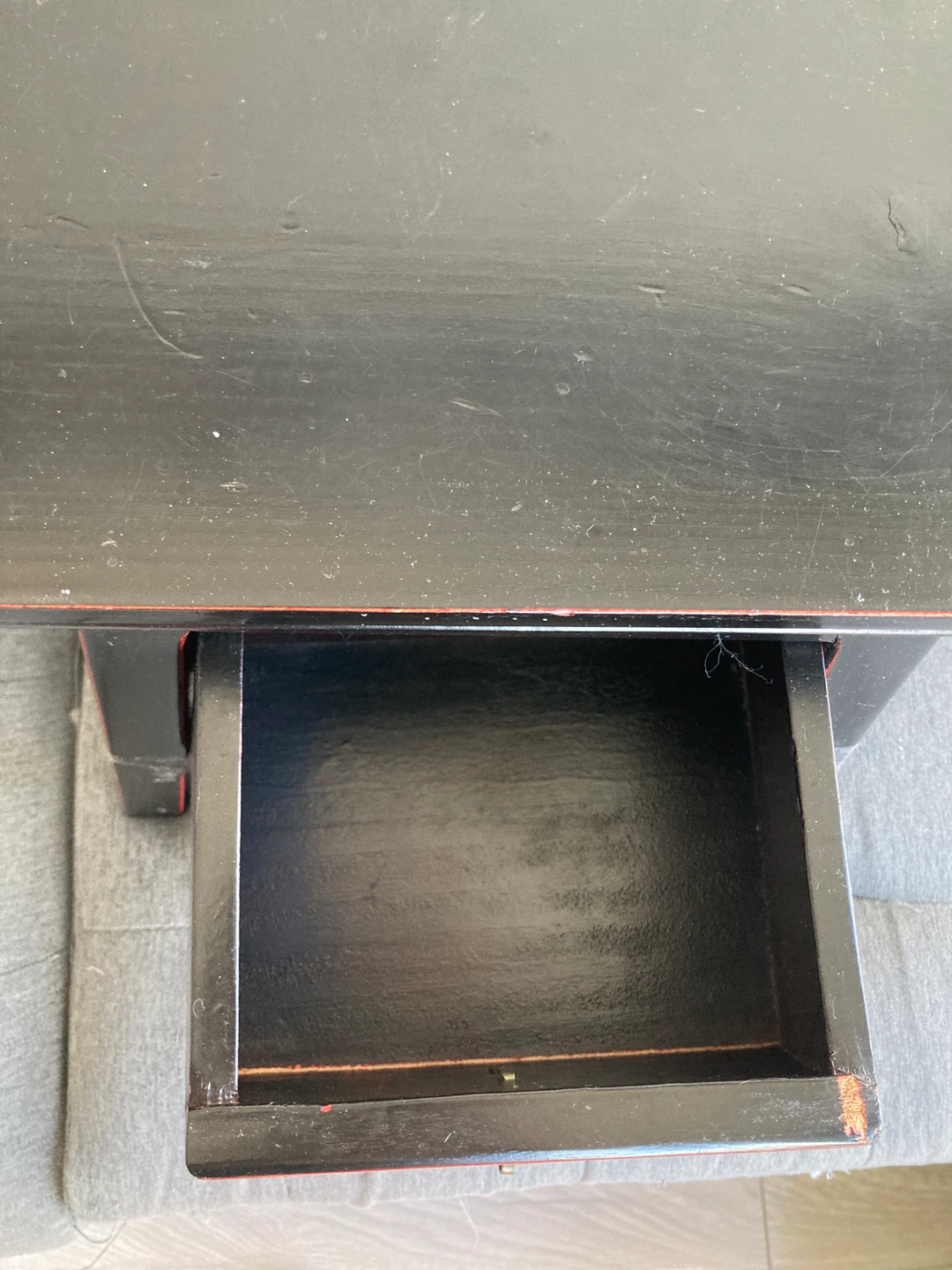 Black Wood Stool with Drawer - photo 2