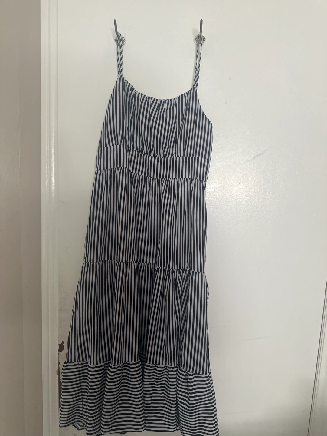 Striped Tiered Midi Dress
