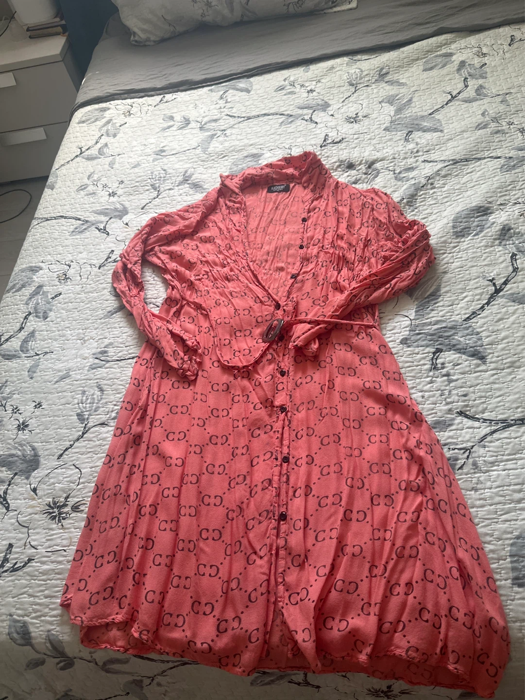 G.G. Patterned Button-Up Shirt Dress