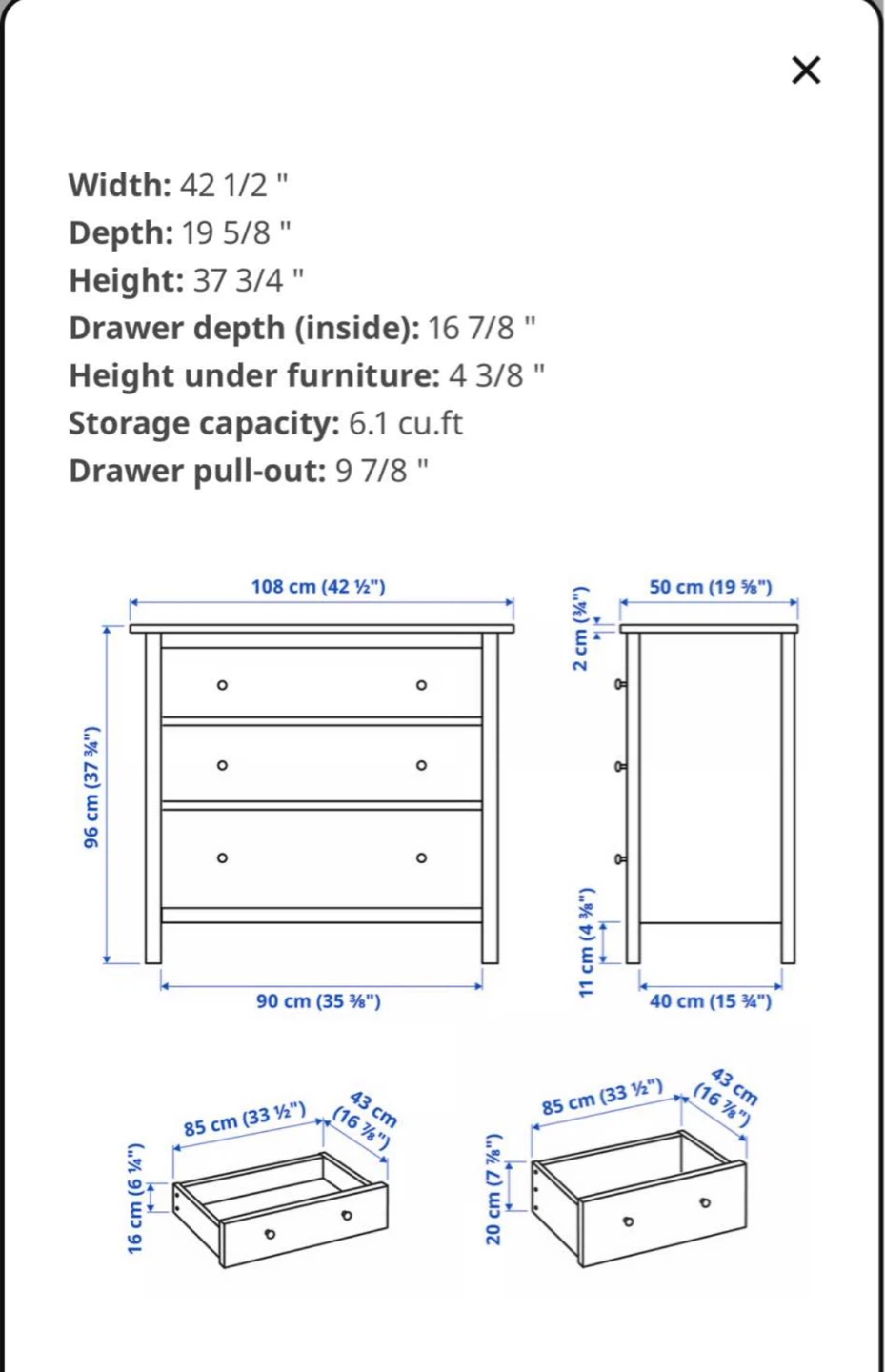 Ikea 3-Drawer Dresser - photo 5