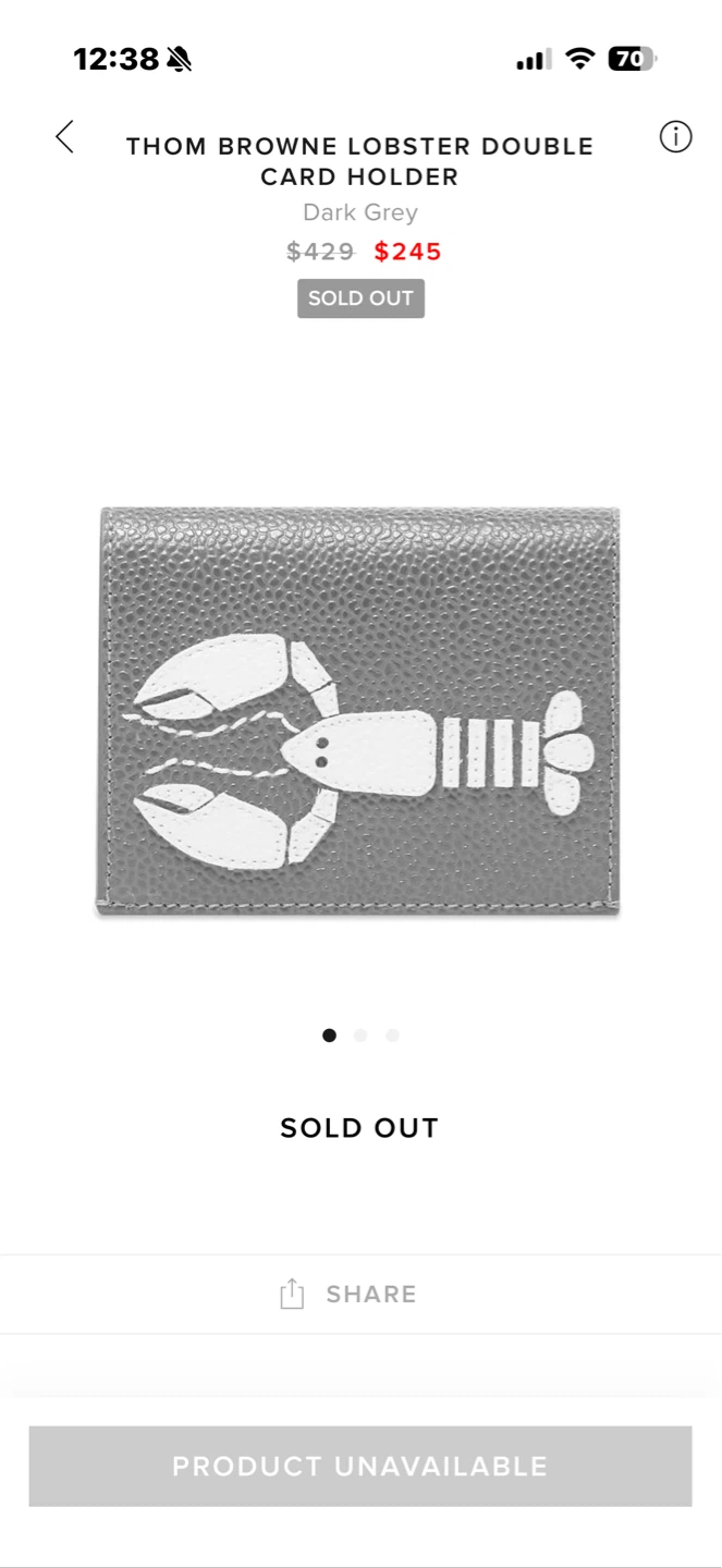 Thom Browne Lobster Double Card Holder - Dark Grey