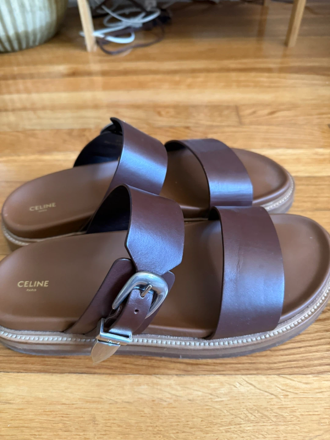 Celine Brown Leather Buckle Sandals Size 44 - photo 2