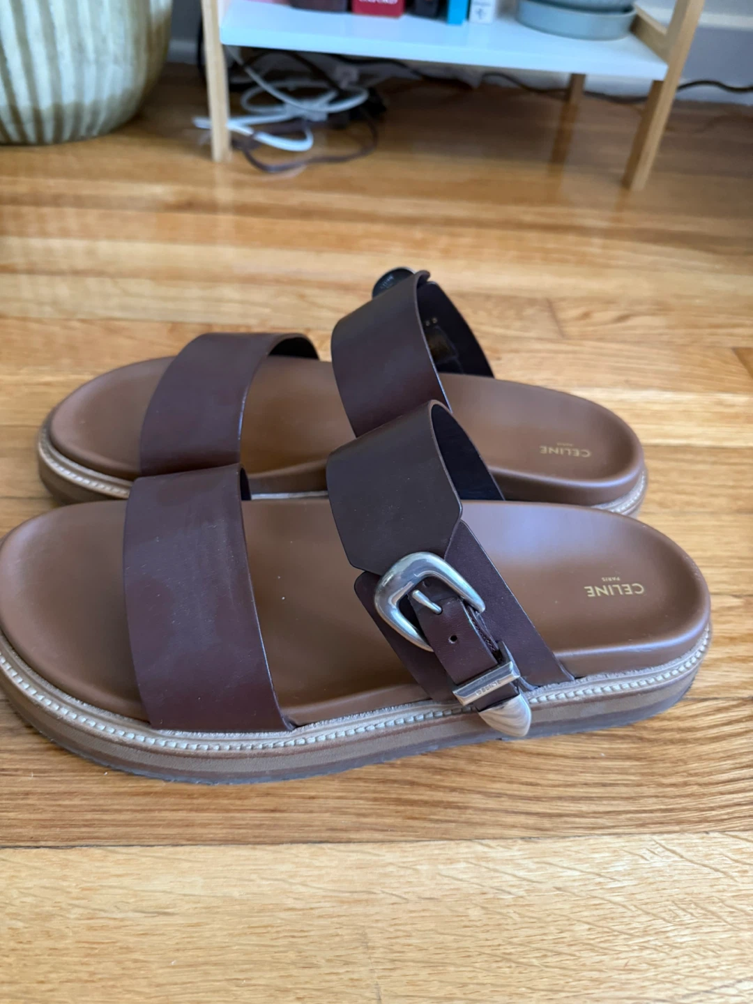 Celine Brown Leather Buckle Sandals Size 44 - photo 3