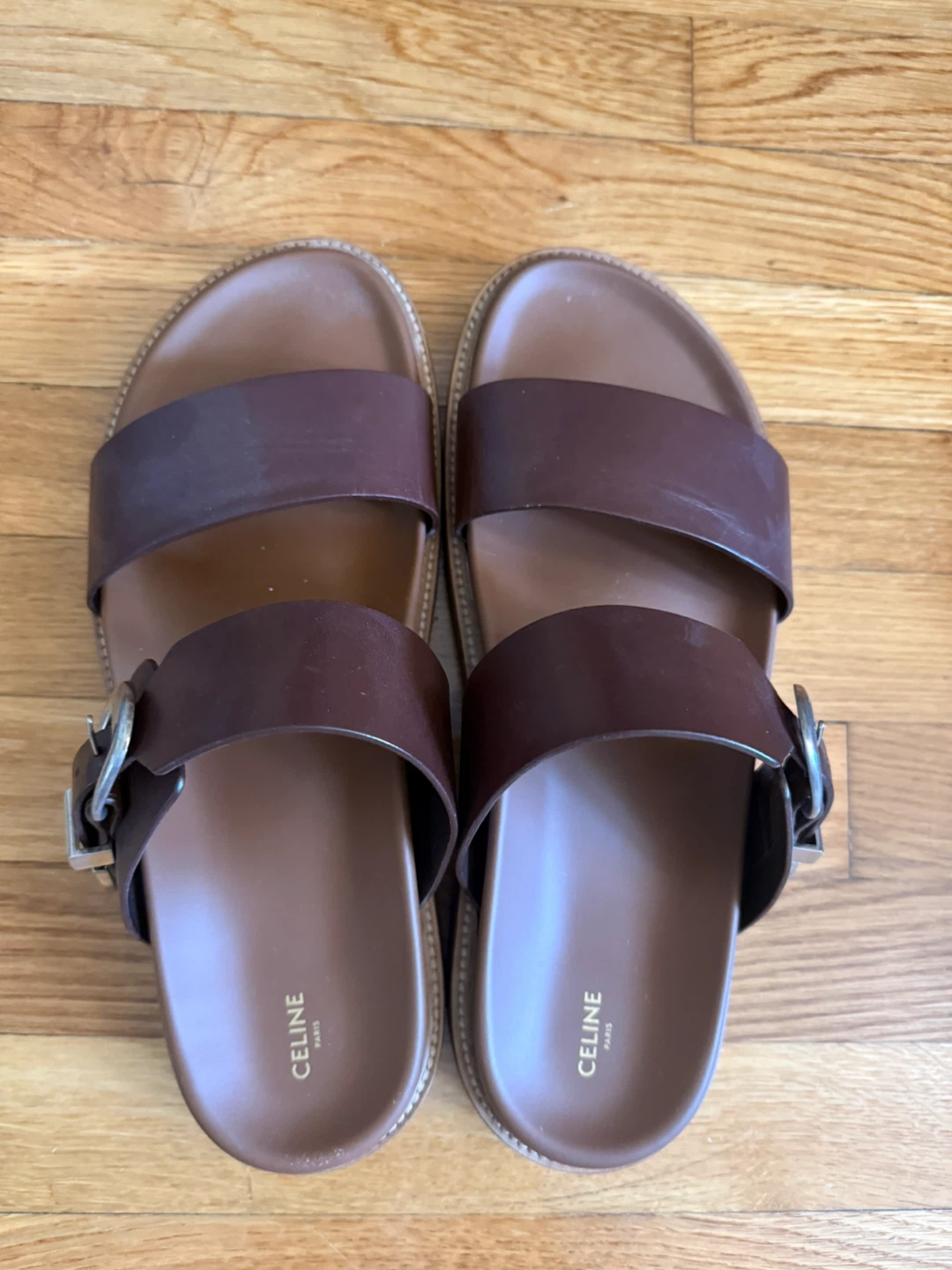 Celine Brown Leather Buckle Sandals Size 44 - photo 5