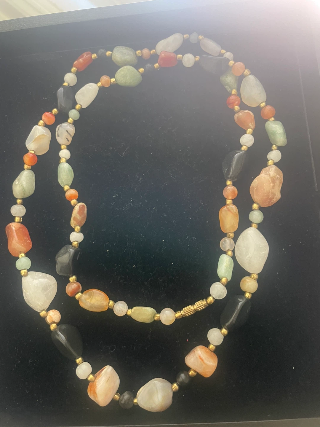 Multi-Gemstone Beaded Necklace with Gold Accents - photo 2