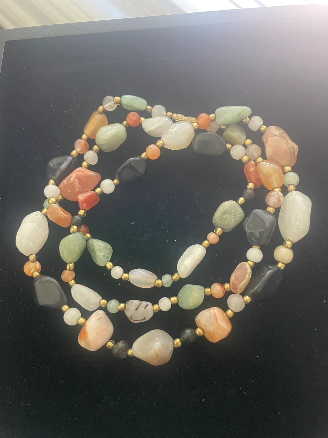 Multi-Gemstone Beaded Necklace with Gold Accents - photo 3