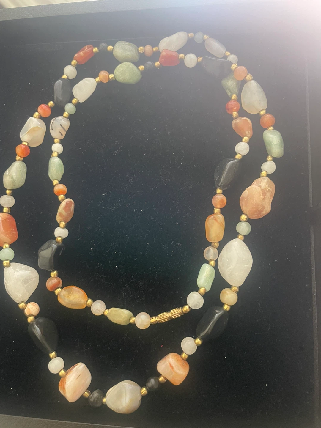 Multi-Gemstone Beaded Necklace with Gold Accents
