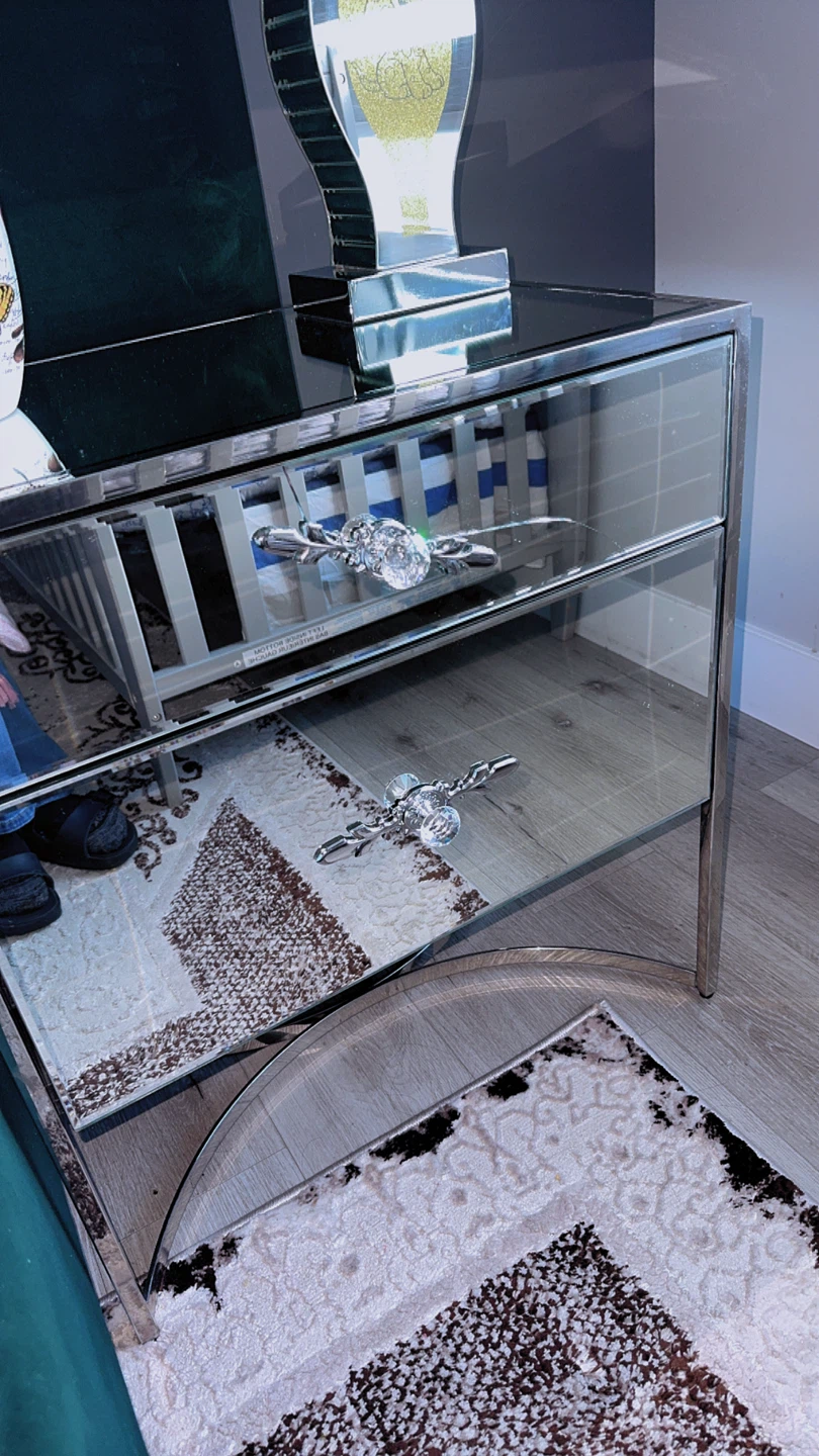 Mirrored 2-Drawer Nightstand2, two of them,