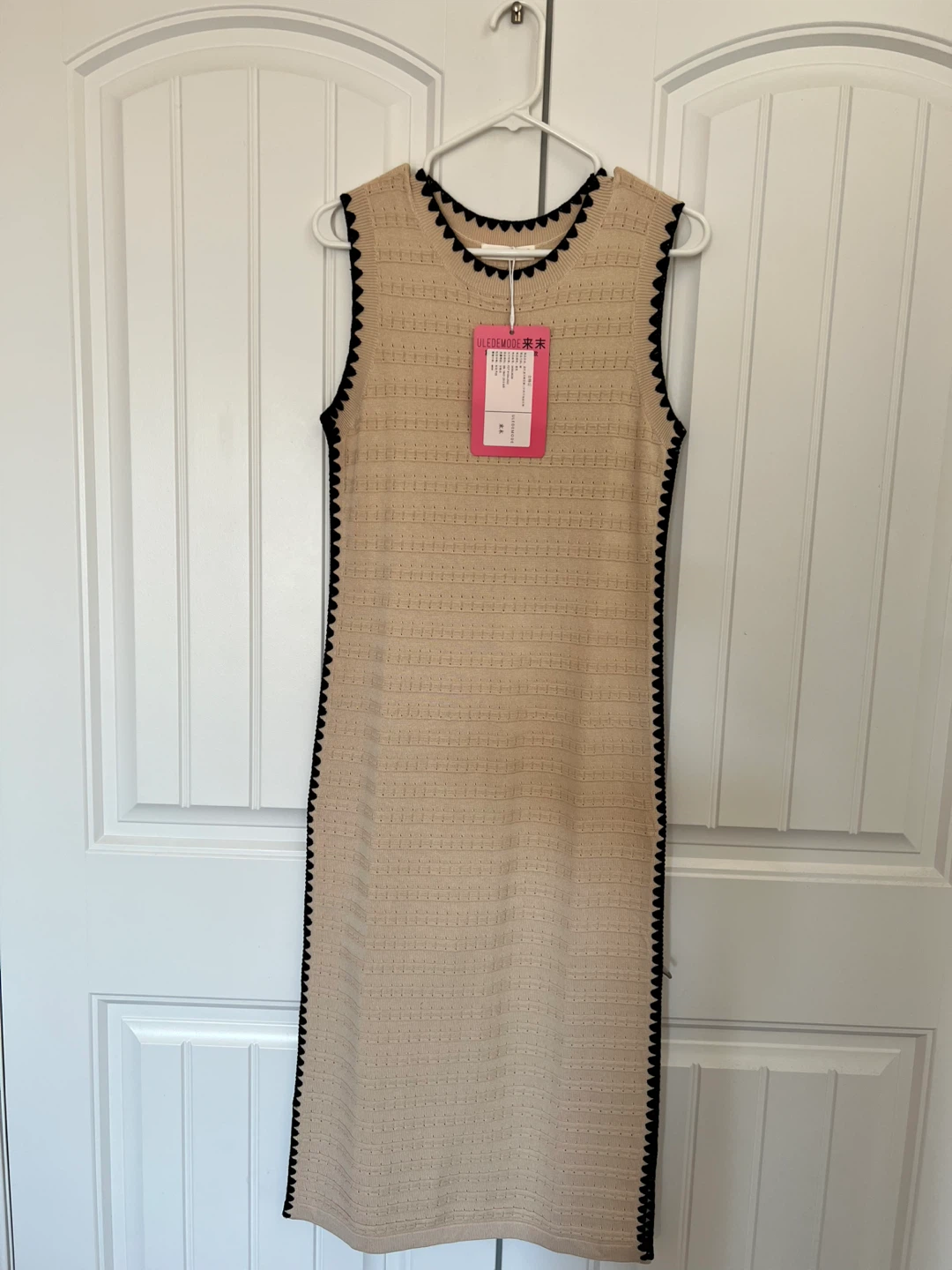 ULEDEMODE Sleeveless Knit Dress - Beige